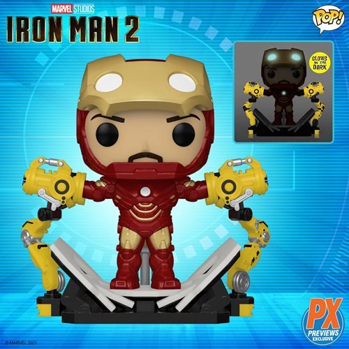 Funko Pop Deluxe Marvel Iron Man with Gantry #905 GITD PX Exclusive NIB